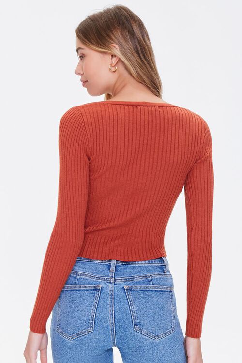 RUST Ribbed Knit Cardigan Sweater, image 3