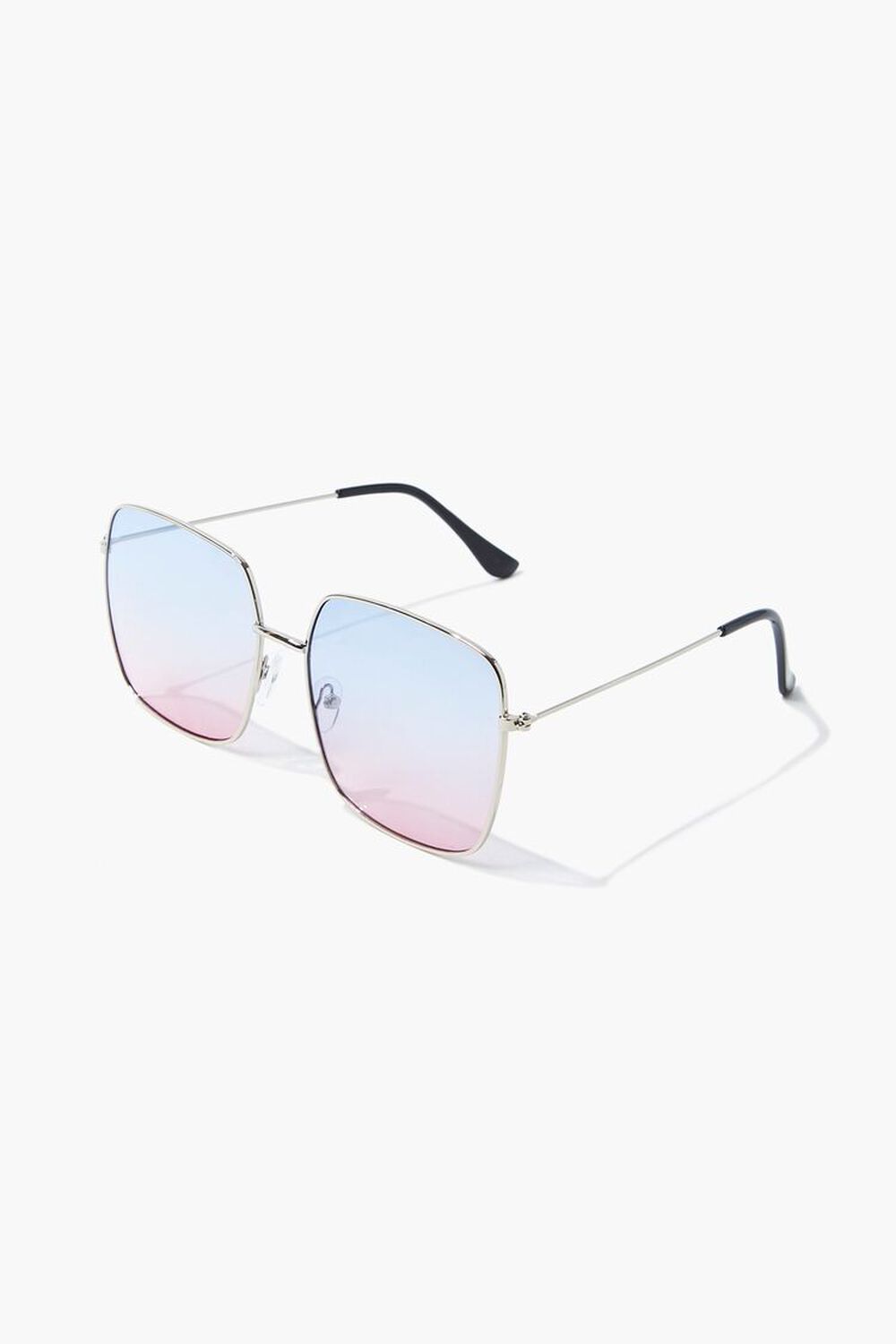 SILVER/BLUE Square Metal Sunglasses, image 2