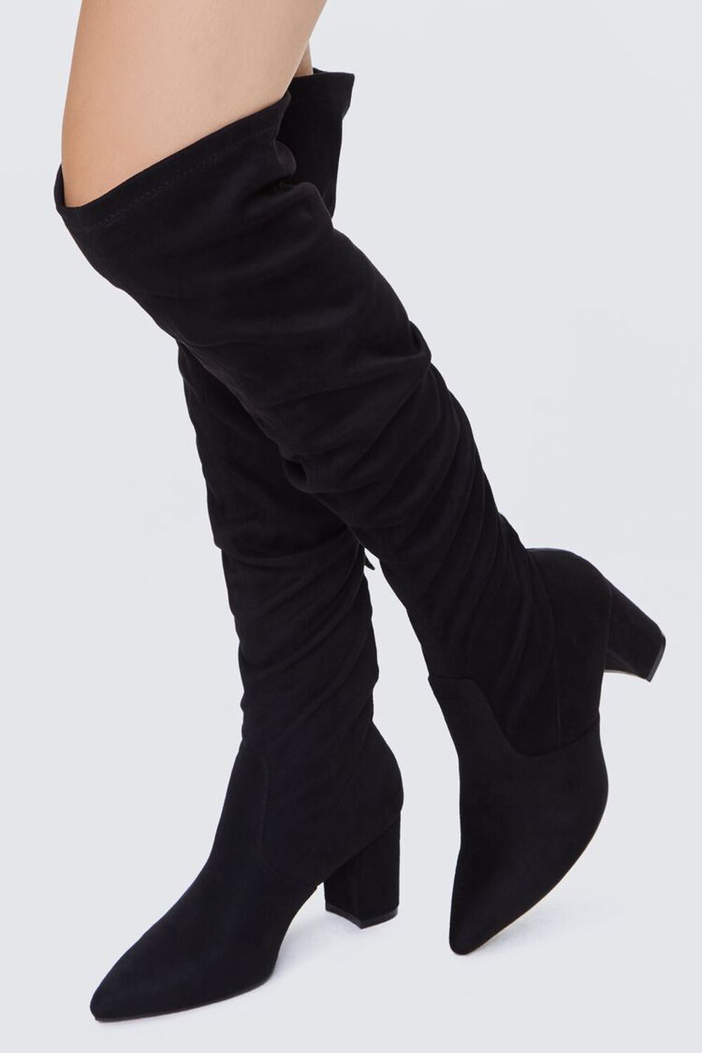 BLACK Faux Suede Over-the-Knee Boots, image 1