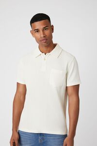 CREAM Ribbed Slim-Fit Pocket Polo Shirt, image 1