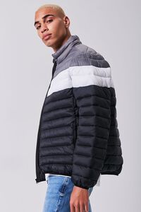 BLACK/CHARCOAL Colorblock Zip-Up Puffer Jacket, image 2