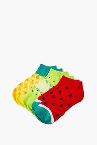 GREEN/MULTI Fruit Print Ankle Socks, image 2