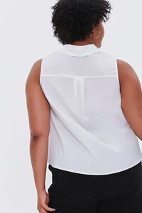 WHITE Plus Size Poplin Sleeveless Shirt, image 3