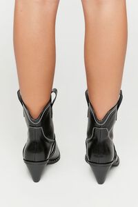 BLACK Faux Leather Cowboy Ankle Boots, image 3