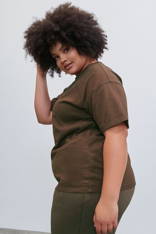 BROWN Plus Size Embroidered Pantone Crew Tee, image 3