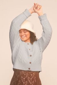 HEATHER GREY Plus Size Faux Pearl Cardigan Sweater, image 1