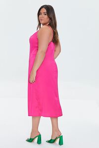 SHOCKING PINK Plus Size Satin Cowl Slip Dress, image 2