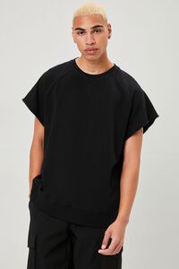 BLACK French Terry Short-Sleeve Sweatshirt, image 1