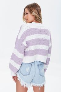 CREAM/LAVENDER Striped Open-Front Cardigan Sweater, image 4