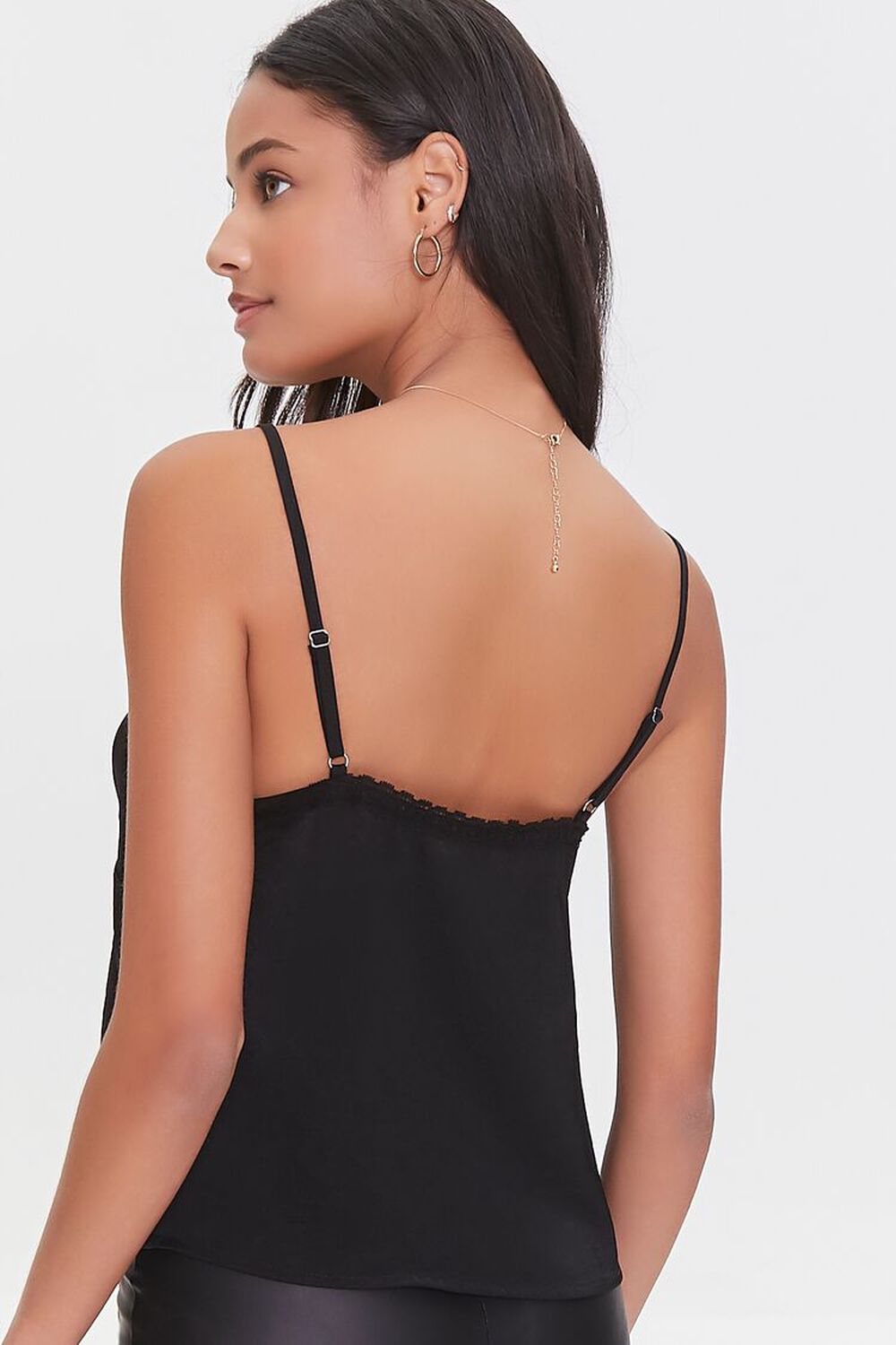 BLACK Relaxed Lace-Trim Cami, image 3