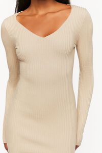 TAUPE Ribbed Sweater-Knit Midi Dress, image 5