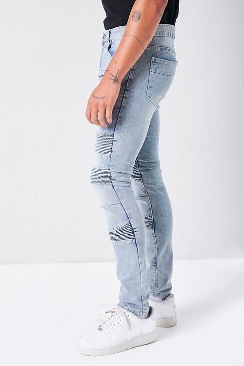 LIGHT BLUE Distressed Slim-Fit Moto Jeans, image 3