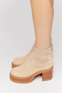 BEIGE Faux Suede Chelsea Ankle Boots, image 2
