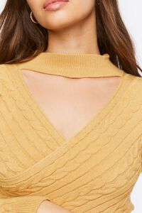 BRONZE Cable Knit Cutout Crossover Sweater, image 5