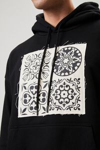 BLACK/TAUPE Ornate Patch Graphic Hoodie, image 5