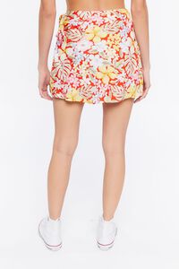 Tropical Floral Print Wrap Mini Skirt, image 4