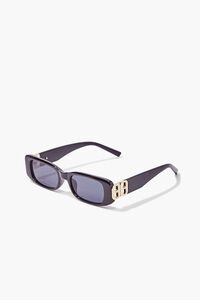 BLACK/BLACK Slim Rectangular Sunglasses, image 6