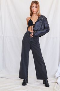 WASHED BLACK Faded High-Rise Wide-Leg Jeans, image 1