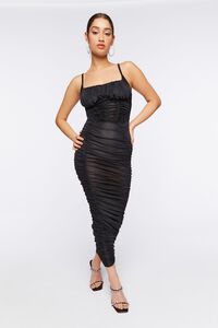 BLACK Ruched Corset Maxi Dress, image 4
