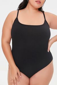 BLACK Plus Size Basic Cami Bodysuit, image 5