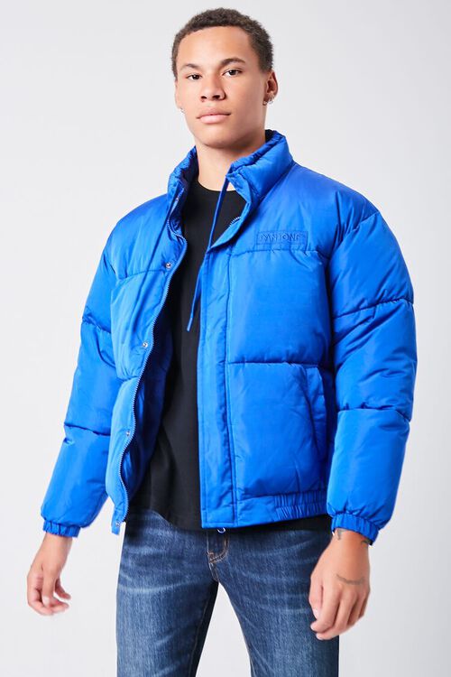 ROYAL BLUE  Embroidered Pantone Zip-Up Puffer Jacket, image 1
