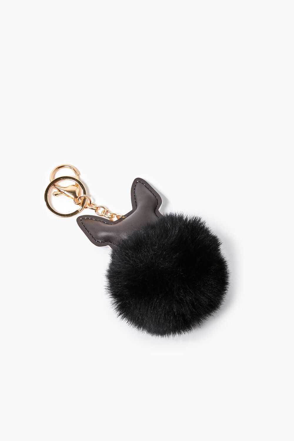 Black Fur Pom Pom Keychain