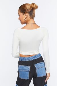 CREAM Lace-Up Sweater-Knit Crop Top, image 3