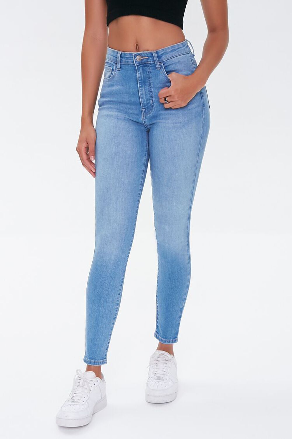 MEDIUM DENIM Mid-Rise Skinny Jeans, image 1