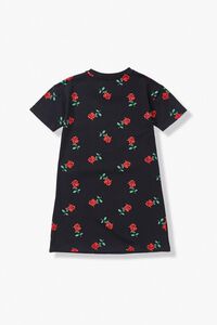 BLACK/MULTI Girls Rose Print T-Shirt Dress (Kids), image 2