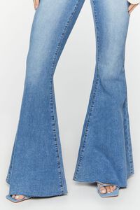 MEDIUM DENIM Raw-Cut Mid-Rise Flare Jeans, image 4