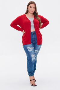RED Plus Size Pocket Cardigan Sweater, image 4