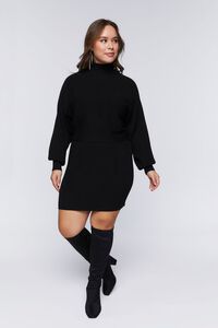 BLACK Plus Size Ribbed Sweater & Skirt Set, image 4