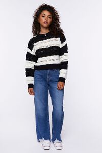BLACK/CREAM Striped Open-Knit Sweater, image 4