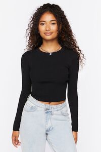 BLACK Fitted Rib-Knit Sweater, image 1
