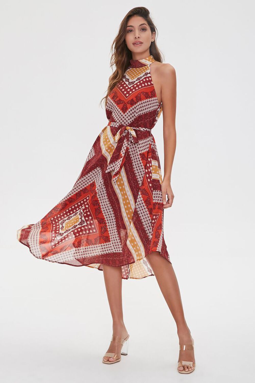RUST/MULTI Ornate Patchwork Print Dress, image 2