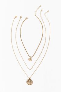GOLD Coin Pendant Chain Necklace Set, image 4