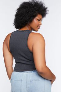 BLACK Plus Size Ribbed Cropped Tank Top, image 4