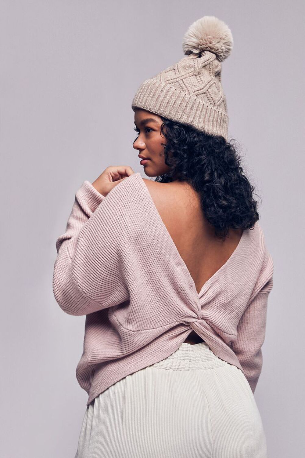 DUSTY PINK Plus Size Twisted-Back Sweater, image 1