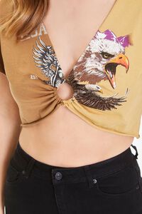 TAUPE/MULTI Reworked Eagle Graphic Crop Top, image 6