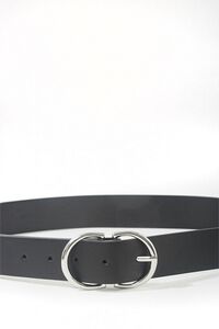 BLACK/SILVER Faux Leather D-Ring Belt, image 3