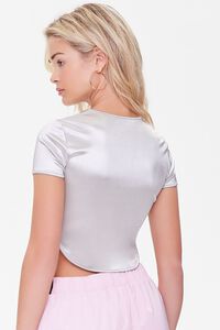 SILVER Satin Dolphin-Hem Cropped Tee, image 3