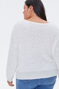 WHITE Plus Size Popcorn Knit Sweater, image 3