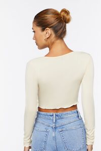 NATURAL Ruched Tie-Front Top, image 3