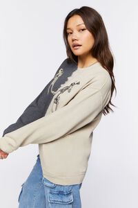 BLACK/TAUPE Colorblock Skeleton Graphic Pullover, image 2
