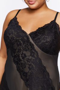 BLACK/NUDE Plus Size Lace Mesh Slip Dress, image 5