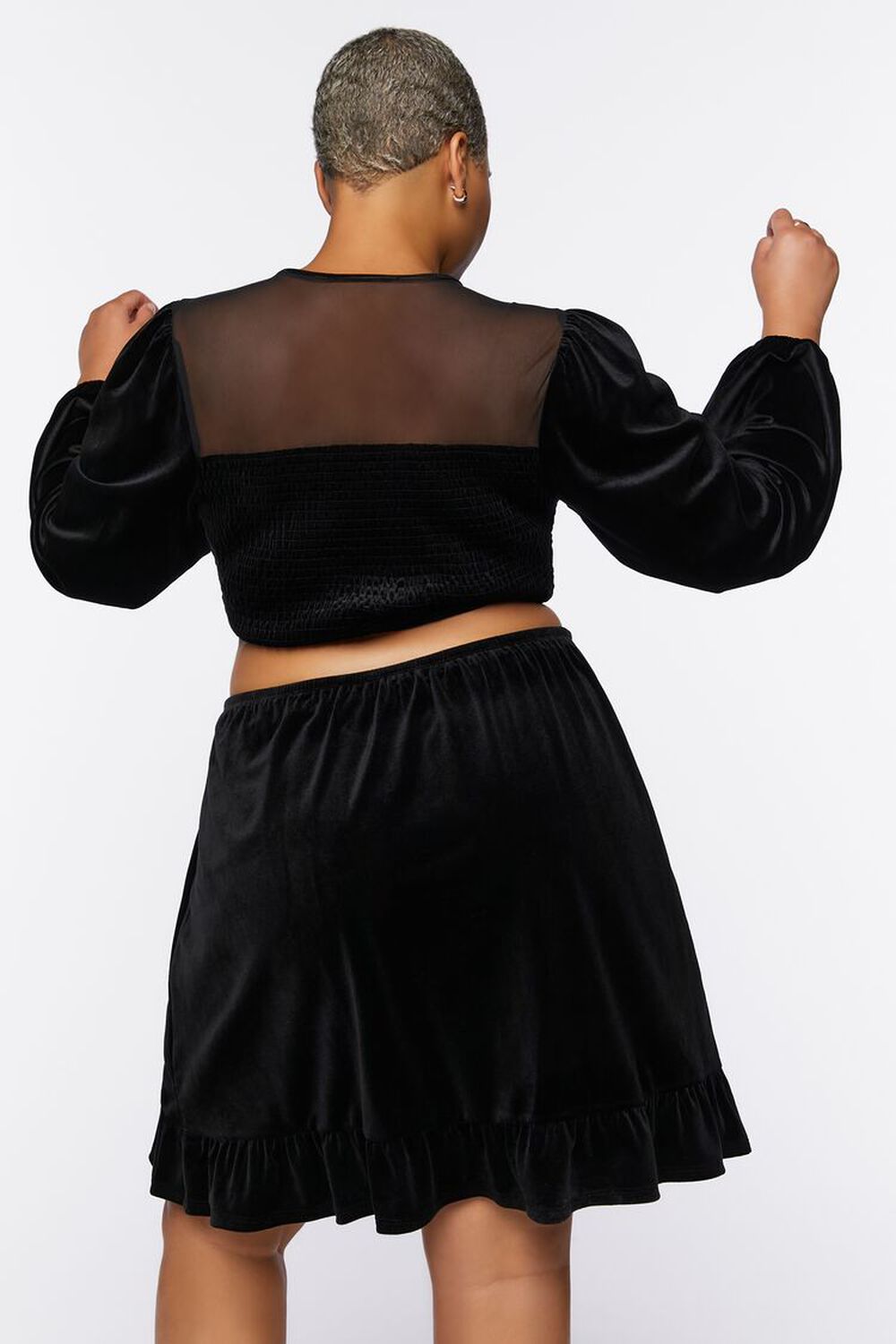 BLACK Plus Size Velour Cutout Mini Dress, image 3