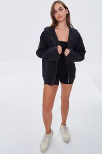WASHED BLACK Quilted Zip-Up Hoodie, image 4