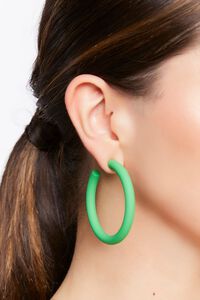 GREEN Matte Open-End Hoop Earrings, image 1