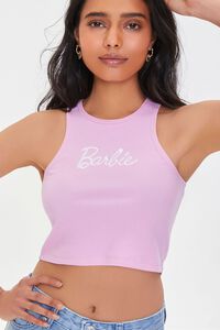 PINK/WHITE Embroidered Barbie Crop Top, image 2