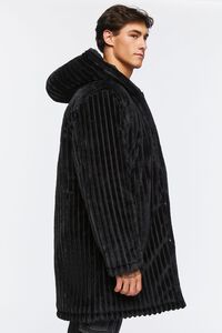BLACK Hooded Plush Longline Coat, image 2